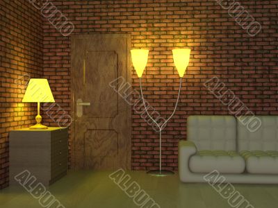 Interior of a living room. 3D image.