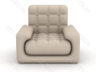 leather armchair on a white background. 3D image.