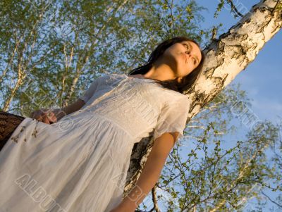 beauty girl near the birch tree 2