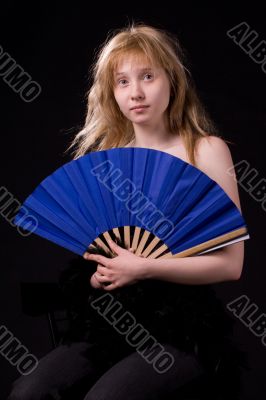 blonde girl on black