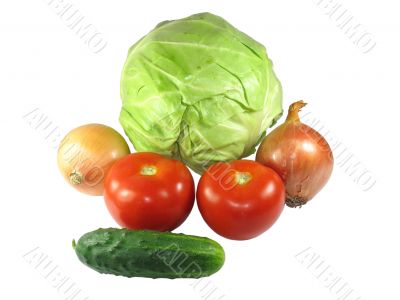 Set of different vegetables isolated on white