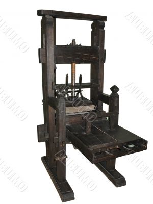antique black letterpress isolated on white