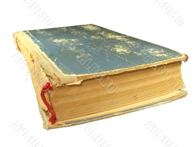close up of old vintage book isolated over white