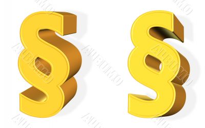 3D golden paragraph from different points of view