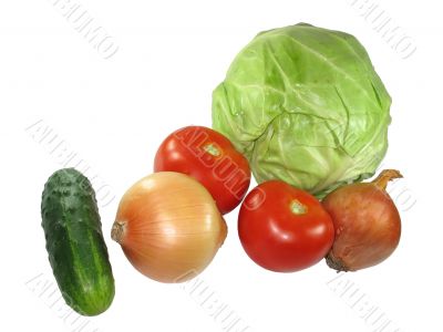 Set of different vegetables isolated on white