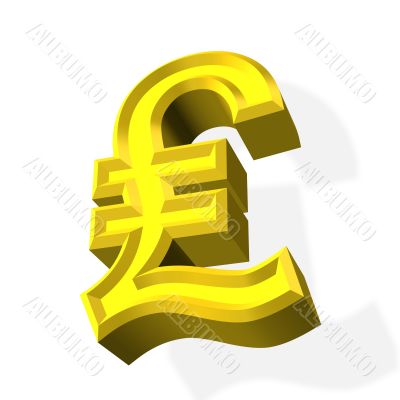 Golden pound concept rendered from 3D