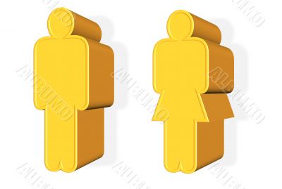 3D golden human symbols