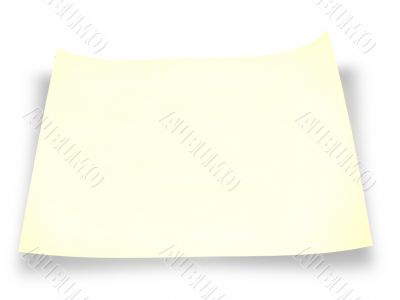 A piece of yellow paper with shadow over white background