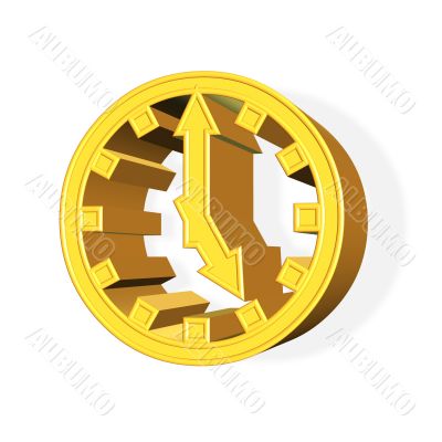 3D rendered golden clock symbol