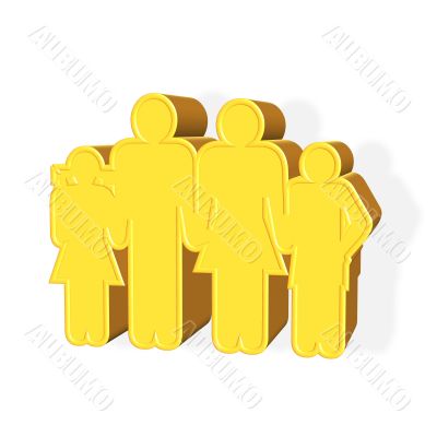 3D golden family simbol