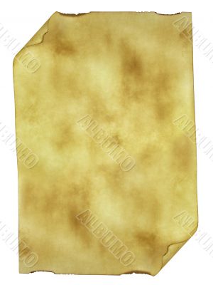 Old paper background parchment with curled burned edges isolated