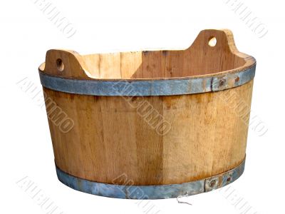 Wooden pot isolated over white background