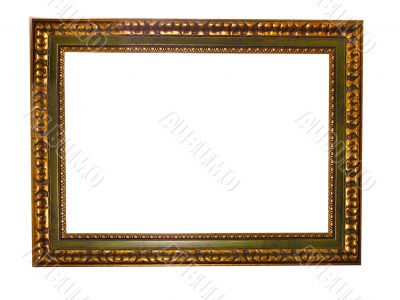 Empty picture gold frame with a decorative pattern