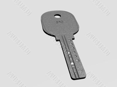 3d rendered metallic key isolated over gray background
