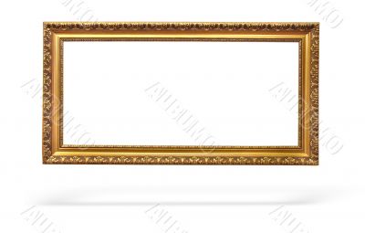 empty picture gold frame with a decorative pattern