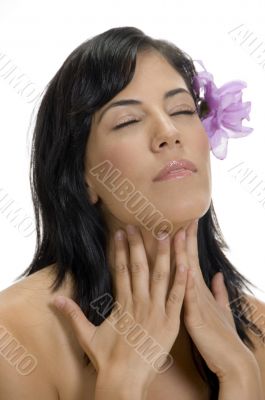 sexy model with closed eyes