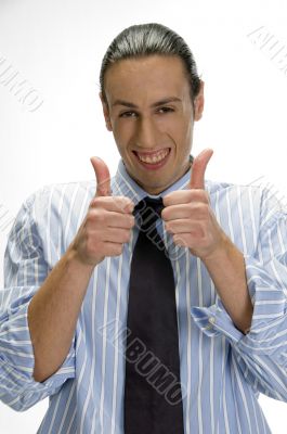 businessman gesturing thumbs up