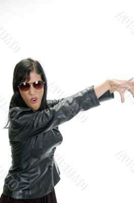 posing woman looking at camera