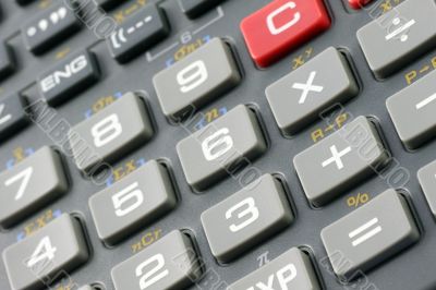 Close up of a calculator keypad