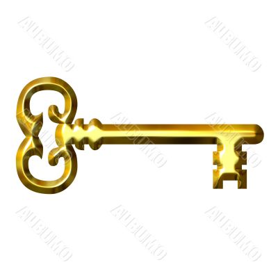 3D Golden Vintage Key