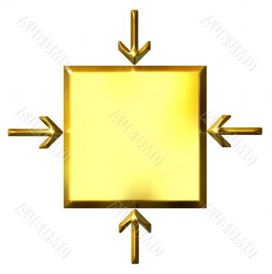 3d golden square witth pointing arrows