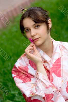Girl in a flower yukata