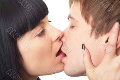 Kiss. Happy loving couple.