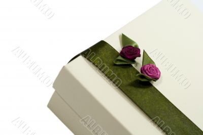 white gift box with green decoration