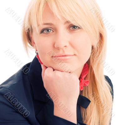 Portrait of attractive businesswoman on chair