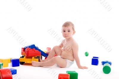 Little boy play with toys