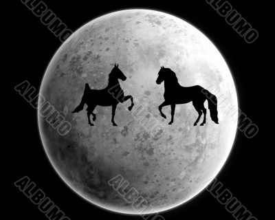 Moon and horses