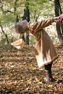 little girl in forest