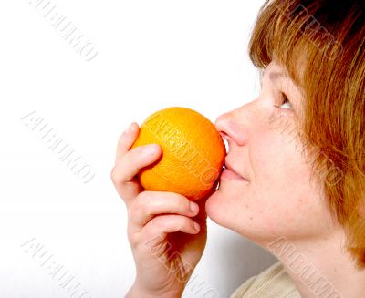 woman with orange