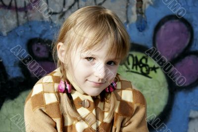 little girl and graffiti