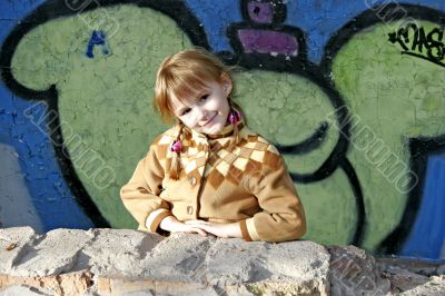 little girl and graffiti