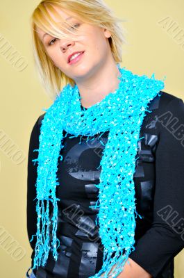 Blond Woman with a Colorful Scarf