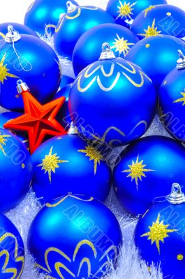 Blue Ornaments with Red Star