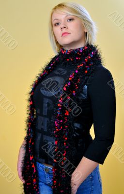 Blond Woman with a Colorful Scarf
