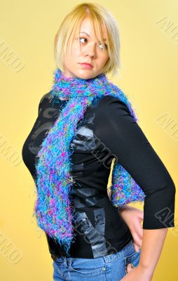 Blond Woman with a Blue Scarf