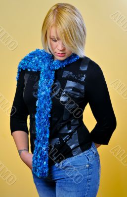 Blond Woman with Blue Scarf