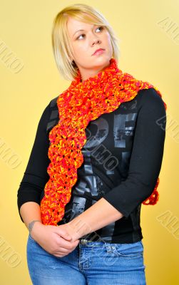 Blond Woman with Orange Scarf