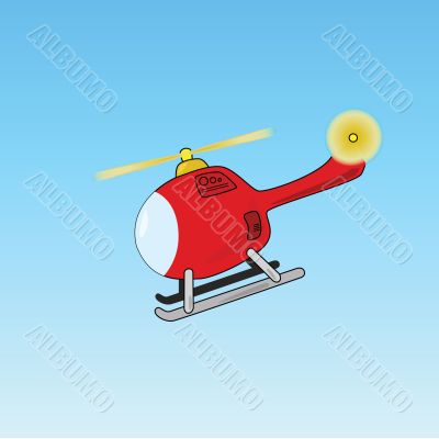 Cartoon helicopter flying