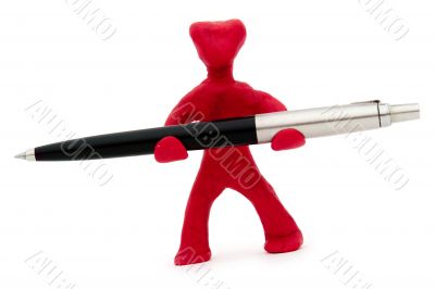 Abstract little man with a pen