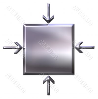 3d silver square with pointing arrows