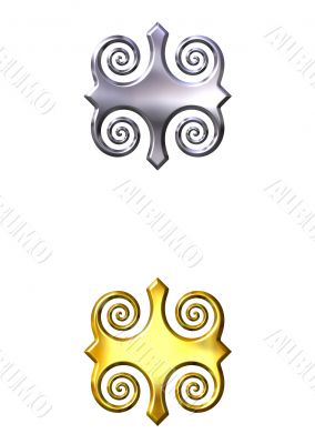 3d golden and silver ornaments