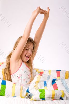 Young girl deep stretching