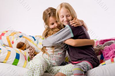 Hugging sisters