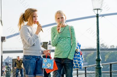 Eating an ice cream