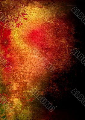 grunge floral golden