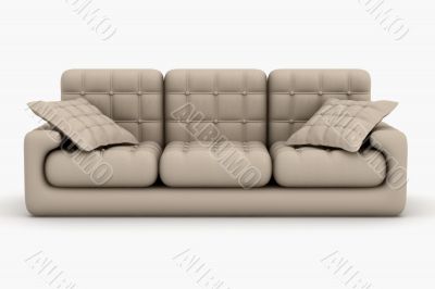 Isolated leather sofa. An interior. 3D image.